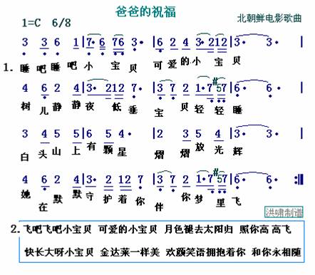 朝鲜六十年代亲情歌曲《爸爸的祝福》乐谱